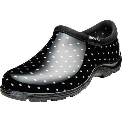 Sloggers Women's Size 7 Black with White Polka Dots Garden Shoe